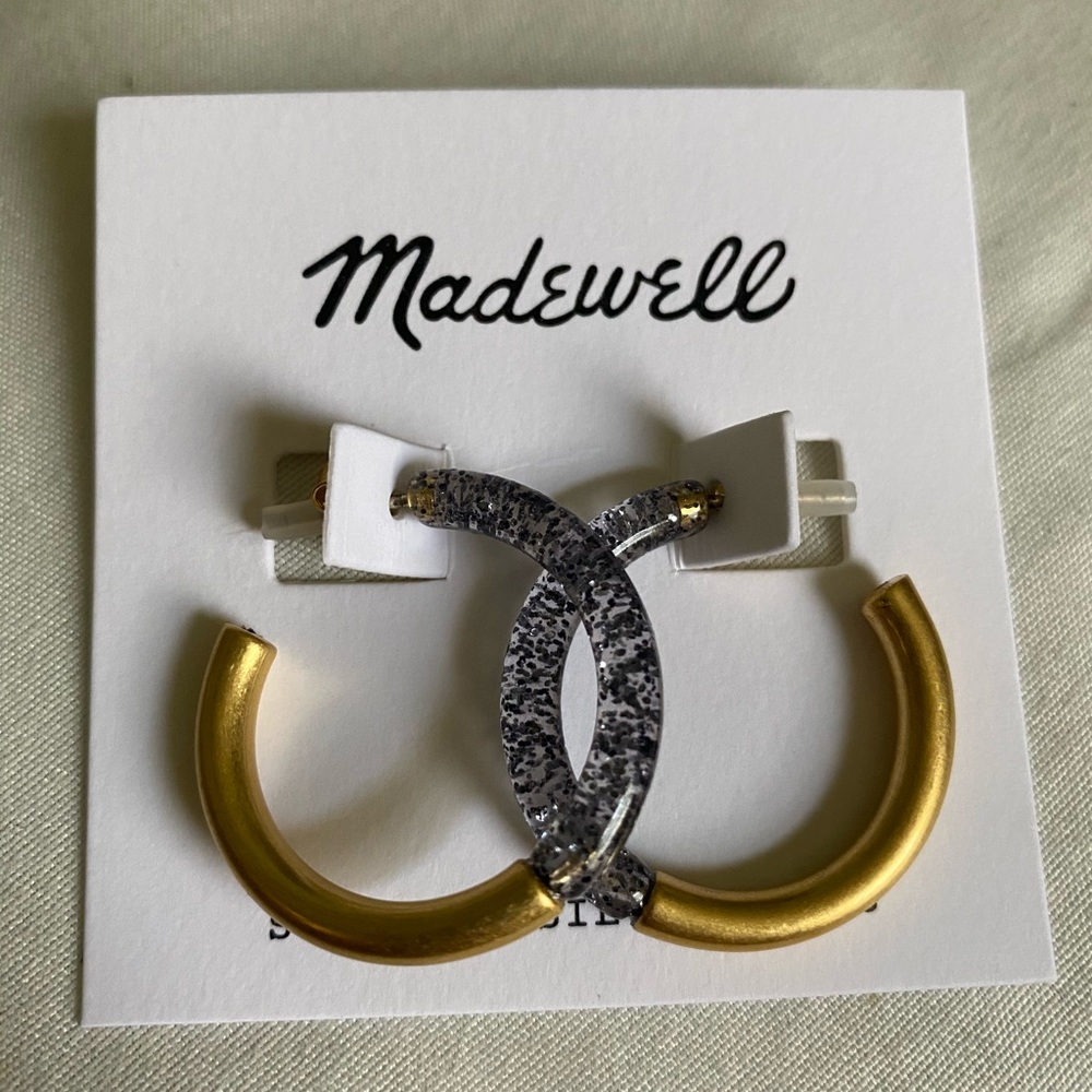 Madewell glitter resin gold hoop earring - Picture 4 of 6
